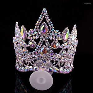 Başlıklar Lüks Yarışma Tiaras And Crowns Countoured Band Beauty Queen Head Crown