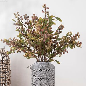 Faux Floral Greenery Artificial Berry Flower Branch Букет осенний украшение поддельные фруктовые растения фото для дома свадьба рождественский декор аксессуары J220906