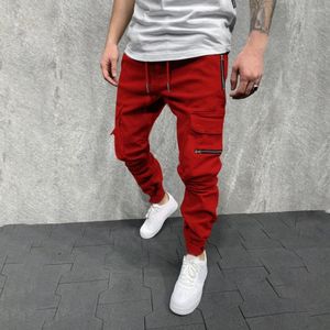 Calça masculina fundamental elegante temperamento de zíper médio elegante cintura elástica para desgaste diário