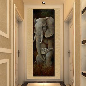 アフリカの象のゾウの息子の動物油絵キャンバスポスターとプリントタイガースカンジナビアの壁の写真