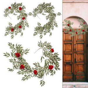 Dekorative Blumen, 1,7 m, künstliche Weidenblätter, Zuckerrohr und Rosenranken, Weihnachten, DIY-Girlande, Kranz, Weihnachtsbaum, hängende Ornamente, Heimdekoration