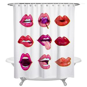 Shower Curtains Oil Painting Sexy Words Lips Waterproof Fabric Curtain Polyester Bathroom Decoration Accessories Cortinas