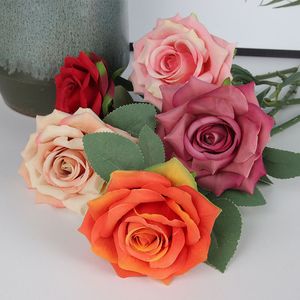 Faux Floral Greenery Artificial Roses Silk Wedding Flowers Red White Roses For Home Decoration Valentine's Day Gift New Year's Home Decor Diy J220906