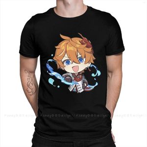 Erkek Tişörtler Erkekler Genshin Tshirt Chibi Childe Etki Saf Pamuk Tees Harajuku Kısa Sümer Kollu Yetişkin Gömlek Hediyesi