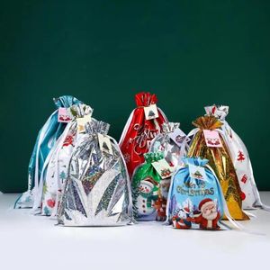 Merry Christmas Gift Wrap Babbo Natale con coulisse Goodie Candy Bag Party Festivel Treat Presents Packaging