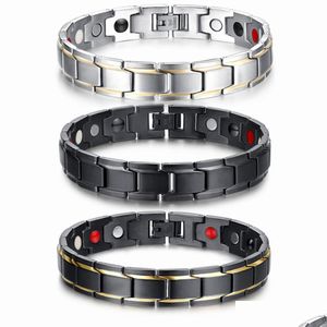 Bracciale per uomini magnetici bracciale bracciale braccialese nero terapia di potenza in acciaio magneti ioni negativi Germanio perdono peso yydhhome dhfnv