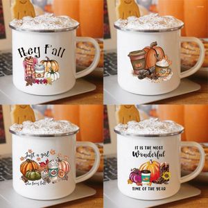 Muggar Pumpa Drinking Coffee Mug Thanksgiving Emalj Chocolate Milk Handle Cups Farm Party Gifts For Family Friend Lover