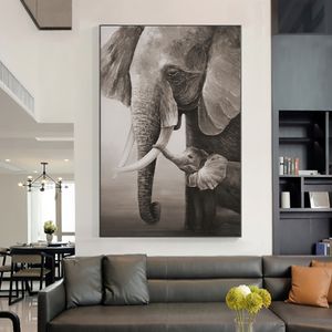 Painting Abstract Two Elephants HD Prints And Posters On Canvas Modern Wall Art Picture For Livinng Room Home Decoration