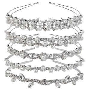 Headbands Crystal Headband Rhinestone Crown Faux Pearl Rhinestones Tiara Headdress For Bride Bridesmaids Women Girl Hair Styl Bdehome Amgur