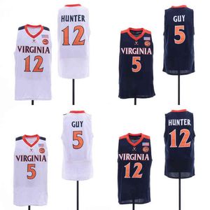 Баскетбол в колледже носит колледж 5 Kyle Guy Virginia Cavaliers Jerseys 12 De'Andre Hunter UVA College Basketball Jersey Men