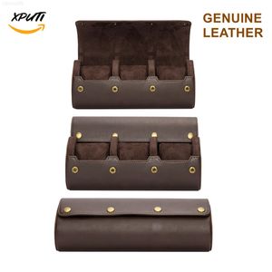 Luxury Roll Box Real Leather Travel Bag For Men Es Holder Jewelry Armband Display Organizer M J220825 J220906
