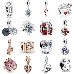 Perline di fascino in argento 925 ciondolano autunno inverno natale animale rosa rossa fotocamera gufo perline fit pandora charms braccialetto accessori gioielli fai da te