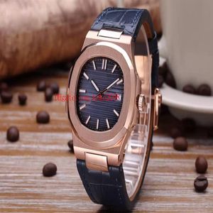 5 Color Luxury High Quality Watch 40 5mm Nautilus 5711 1R-001 Couro 18K Gold Rose Ásia Mecânica Transparente Automático Mens Wat2613