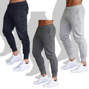 Calça masculina cor de jogging esportes de moletom correndo rastreadores trilhas de algodão Slim Fit Bodybuilding calcula