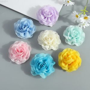 Acessórios Faux Floral Greenery 10pcs Chiffon Threedimensional Rose Volume Flower Flower Corsage Sapatos Roupas de Flores Capéu de Cabeça Chapéu J220906