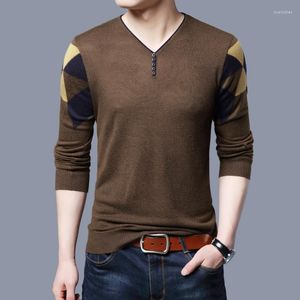 Maglioni da uomo Vendi maglione slim fit scozzese da uomo primavera autunno moda maglione sottile casual con scollo a V maschile modello argyle