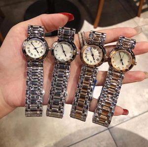 Высококачественные модные сапфир 28 -миллиметровые женские часы дамы платье браслет из нержавеющей стали с датой алмазное кольцо автоматическое механическое наручное наручное отверстие сумочка
