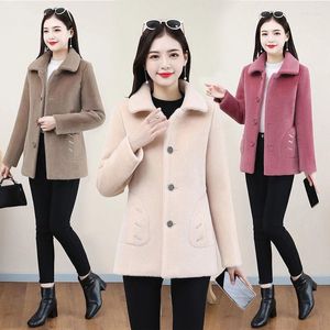 Pelliccia da donna invernale ispessita imitazione agnello cappotto femminile versione coreana sottile integrato cashmere granulare da donna