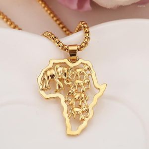 Collares colgantes oro collar de elefante africano mapa de cadena joya de joyas