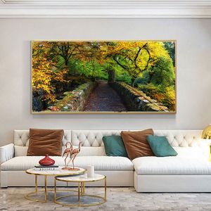 Leinwand-Malerei, natürliche Herbstlandschaft, Landschaft, Poster und Drucke, skandinavische Wandkunst, Bild für Wohnzimmer, Heimdekoration