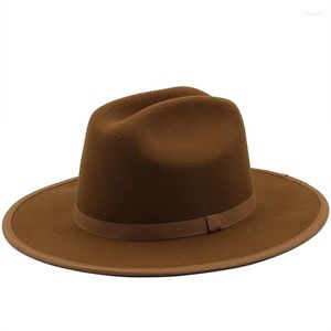 Berets Britische Fedora Hüte Für Frauen Männer Breite Krempe Filz Hut Wolle Jazz Cap Herbst Winter Panama Schwarz Sombreros