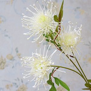 Fuux Floral Greenery White Leucospermum Flores artificiais Longo Flade