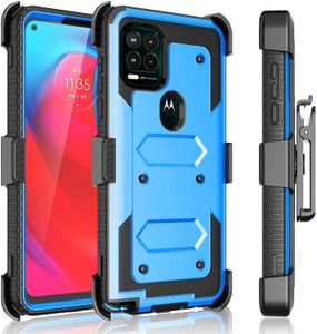 Motorola E6 E7 G7 G Güç için Telefon Kılıfları Plus Pure Z2 Z3 Z4 3 Katmanlı Ağır Dereceli Şok geçirmez Anti-Drop Kemer Kickstand Defender Koruyucu Kapak