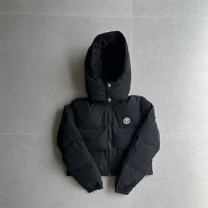 22SS Winter Trapstar London Down Jacket Women's Irongate amovable Hood - Black White Duck Down Fix for Extreme Cold