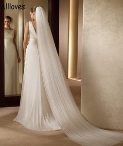 Gelinler için 3m Düğün Peçe Beyaz/Fildişi Uzun Gelin Peçe Kafası Giyim Kadın Saç Aksesuarları Cl0386