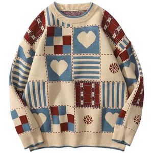 Maglioni da uomo Maglione vintage Uomo Hip Hop Streetwear Harajuku Retro stile giapponese Amore maglione lavorato a maglia Coppie Autunno Pullover in cotone 220906