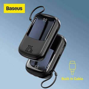 携帯電話の電源銀行 Baseus 電源銀行 20000mAh PD 高速充電 Powerbank 内蔵ケーブルポータブル充電器外部バッテリーパック電話用 T220905