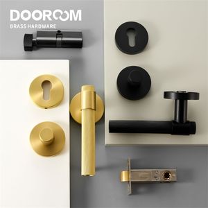 Frases de portas Oom Lock Lock Conjunto moderno de ouro preto quarto banheiro banheiro duplo alavanca de madeira DUMMY privacidade 220906