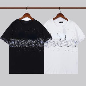T-shirt da uomo Cielo stellato Splash-ink Logo stampato manica corta girocollo T-shirt larghe hip-hop