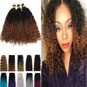 Extensões de cabelo de crochê Marlybob de 14 polegadas, trança de onda de água, crochê de cabelo cacheado sintético para mulheres negras 100 g/pacote LS22