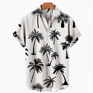 Camisas casuais masculinas camisa havaiana de verão camiseta 3d camiseta retro camisa de coco padrão de coco manga curta homem camisa férias casua man praia 220905
