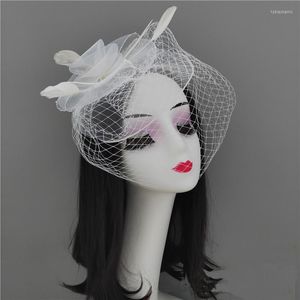 Kopfschmuck Frauen Fascinator HochzeitParty Schleier Feder Haarspange Hut Mesh Net Hochzeit Braut Haarband Weibliche Haar Dekorative Accessoires