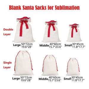 Sublimação de dupla camada em branco Papai Noel Sacks DIY Bolsa de tração personalizada Bolsa de presente de Natal Transferência de calor P0906