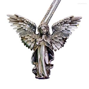 Colares pendentes Angel Wing Wing Handmade Silver Colar Guardian charme religioso Chain Chain Gift T8DE