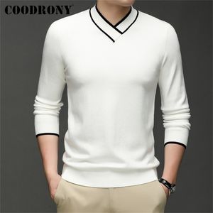 Herrenpullover COODRONY Marke Mode Lässig Männer Strickwaren Weiche Warme Pullover Frühling Herbst Männliche Eingetroffen VNeck Einfarbig Pullover W1018 220905