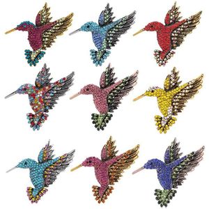 Antique Tone Bird Brooches Pins Hummingbird Multi Color Austrian Crystal Pin Brooch Jewelry Rhinestone Animal Brooches Clip for women men girl boy