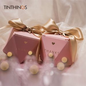 Confezione regalo Scatola di caramelle creativa Bomboniera Confezione regalo Nastro Cioccolato Sacchetti rosa Baby Shower Festivo Addio al nubilato Forniture per feste 220906
