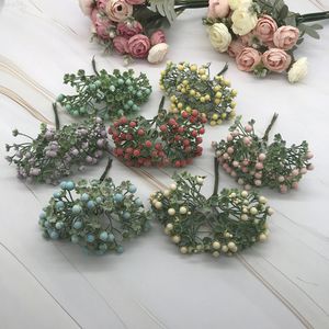 Faux blommor grönare 6 stycken diy tillbehör material konstgjord blomma hem dekoration liten skum boll grossistmaterial skog vatten anda frukt j220906