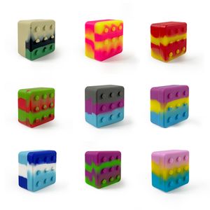 50pcs lot 26ml silicone oil jar wax dab square shape mix color container smoking pipe for wholeasle and retail