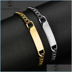 Link Chain New Bar Bracelet Men Brothers Gold Stainless Steel Engraved Bracelets Personalize Jewelry Party Gift Can Custom Yydhhome Dh2Cs