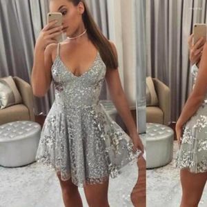 Casual Dresses 2022 Sumer Women Dress Fashion Sexig Deep V Neck Backless Lace Patchwork mantel Wedding Party Ladies