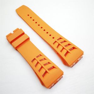 25mm 20mm Orange Luxury High Quality Silicone Rubber Strap Band för Richad Mile RM011 RM50-03 01308R