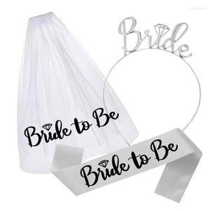 Cabeças de cabeça Bachelorette Party Sash Capace Véil Conjunto de noiva para ser o noivado do chuveiro de noiva noturno