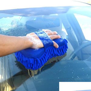 Fingerless Gloves Car Washing Sponge Glove Microfiber Chenille Washer Towel Duster Motorcycle Truck Cleaning Tool Home Window Bdehome Dhnp7