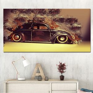 Leinwandgemälde, modernes Sportwagen-Poster und Druck, Retro-Landschaft, Vintage-Kunstwerk, antike Kunst, Wandbild für Wohnzimmer-Dekoration