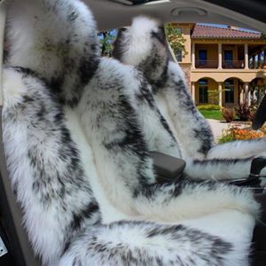 Kış Için Araba Koltuğu Örtüleri toptan satış-Araba koltuğu kapaklar Yüksek Kalite Avustralya Yün Kapağı Kış Sıcak Doğal Yastık PC Beyaz Front289k